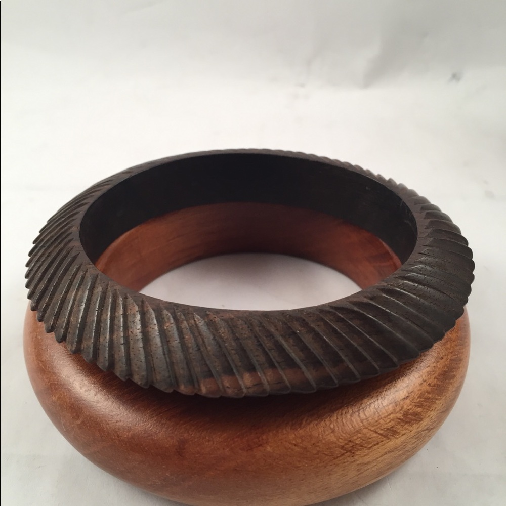 Two Solid Wood Bangle Bracelets - image 2